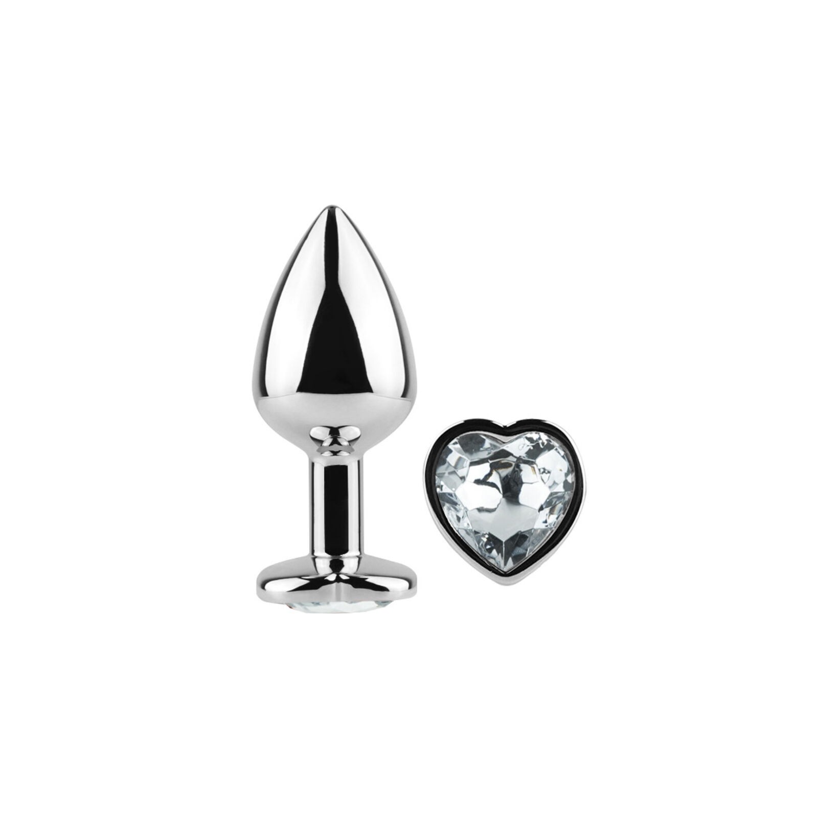 Secretplay - Metal Butt Plug Corazón Transparente Talla S 7 Cm - Placer Supremo