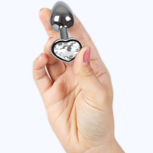 Secretplay - Metal Butt Plug Corazón Transparente Talla S 7 Cm - Placer Supremo