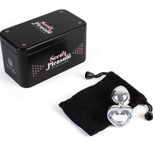 Secretplay - Metal Butt Plug Corazón Transparente Talla S 7 Cm - Placer Supremo