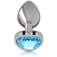 Intense Blue Heart Aluminum Anal Plug for Glamorous Pleasure