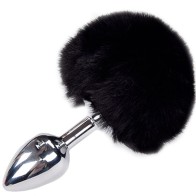 Anal Pleasure Plug with Black Pom Pom S