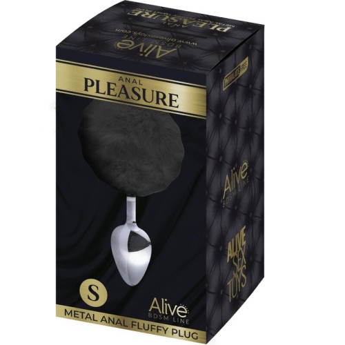 Anal Pleasure Plug with Black Pom Pom S