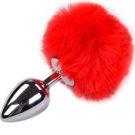 Anal Pleasure Metal Plug with Red Pom Pom S - Fun Anal Toy