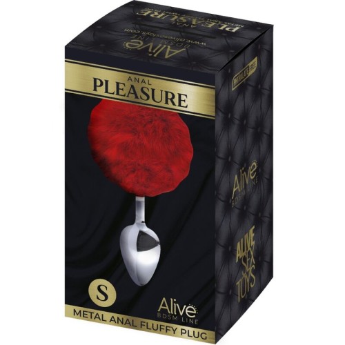 Anal Pleasure Metal Plug with Red Pom Pom S - Fun Anal Toy