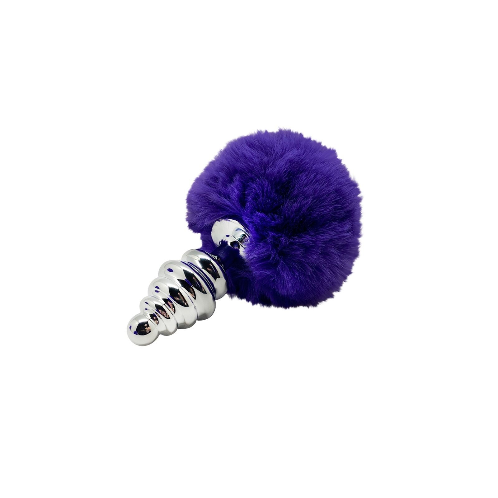 Plug Anal Espiral Metal Pompon Violeta Oscuro - Talla M