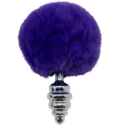 Plug Anal Espiral Metal Pompon Violeta Oscuro - Talla M