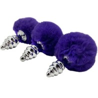 Plug Anal Espiral Metal Pompon Violeta Oscuro - Talla M