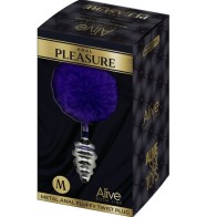 Anal Pleasure Spiral Metal Plug Dark Purple Pom Pom - M