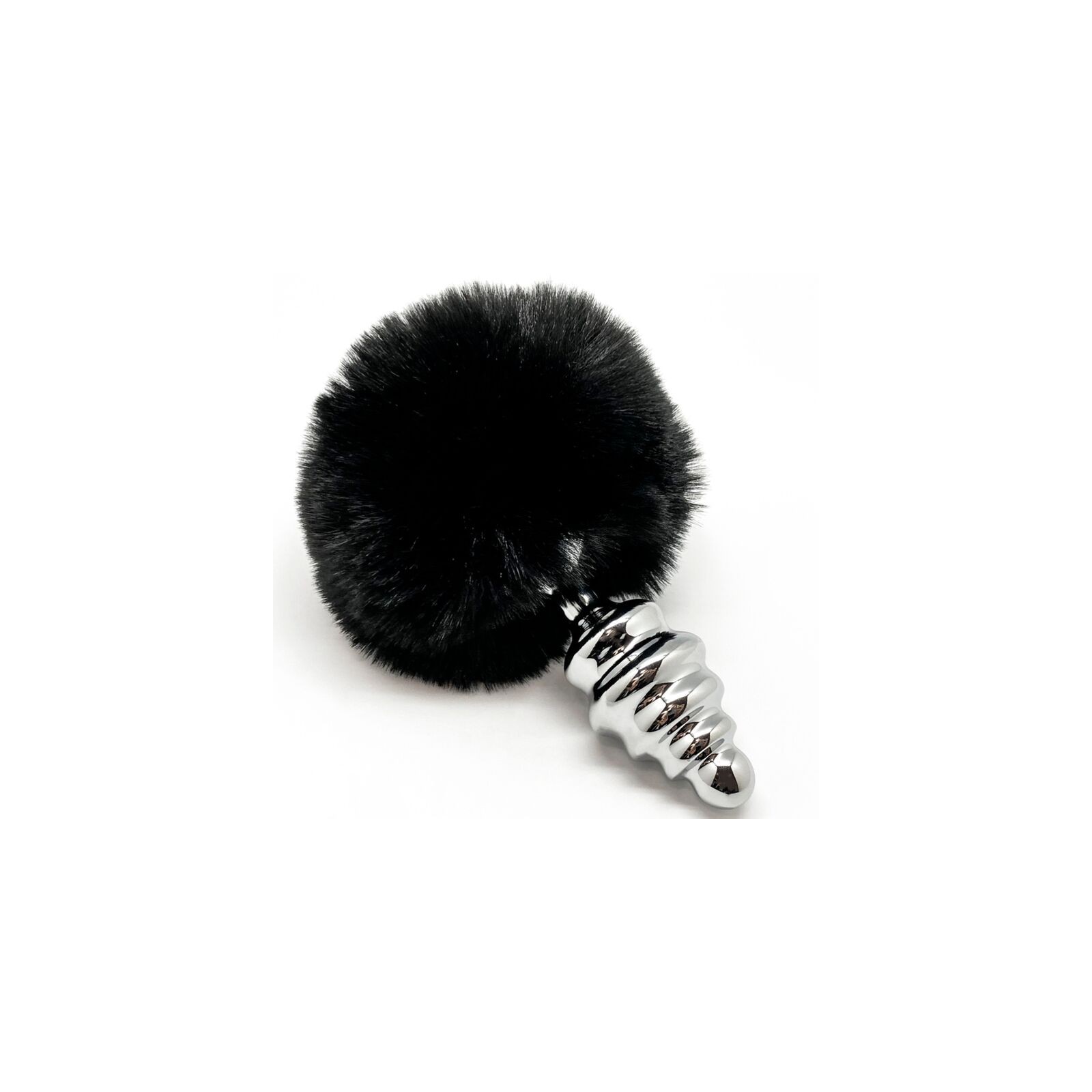 Anal Pleasure Plug Espiral Metal Pompon Negro - Sensación Definitiva