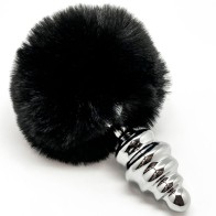 Anal Pleasure Plug Espiral Metal Pompon Negro - Sensación Definitiva