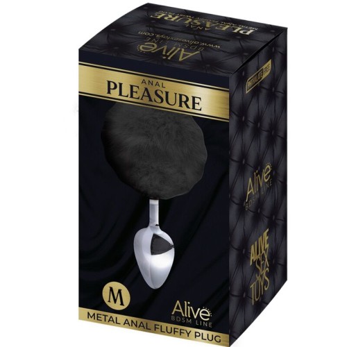 Anal Pleasure Plug Espiral Metal Pompon Negro - Sensación Definitiva