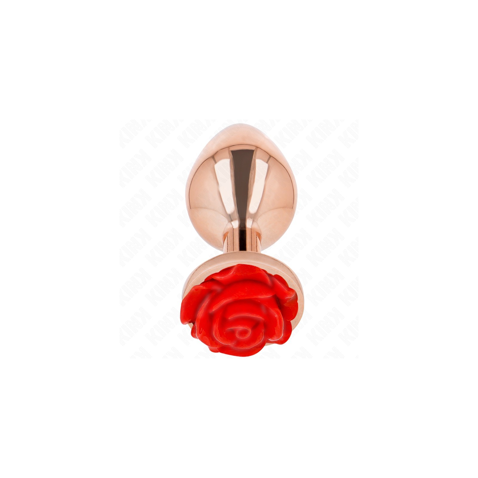 Kink - Rose Gold Metal Anal Plug with Red Rose Decoration | Luxury Pleasure