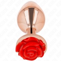 Kink - Rose Gold Metal Anal Plug with Red Rose Decoration | Luxury Pleasure