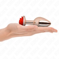 Kink - Rose Gold Metal Anal Plug with Red Rose Decoration | Luxury Pleasure