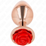 Plug Anal Oro Rosa con Rosa Roja - Colección Kink