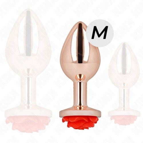 Plug Anal Oro Rosa con Rosa Roja - Colección Kink