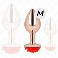 Rose Gold Anal Plug with Red Rose - Kink Collection