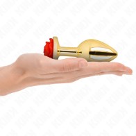 Kink - Golden Anal Plug with Red Rose Size L