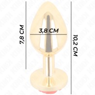 Kink - Golden Anal Plug with Red Rose Size L