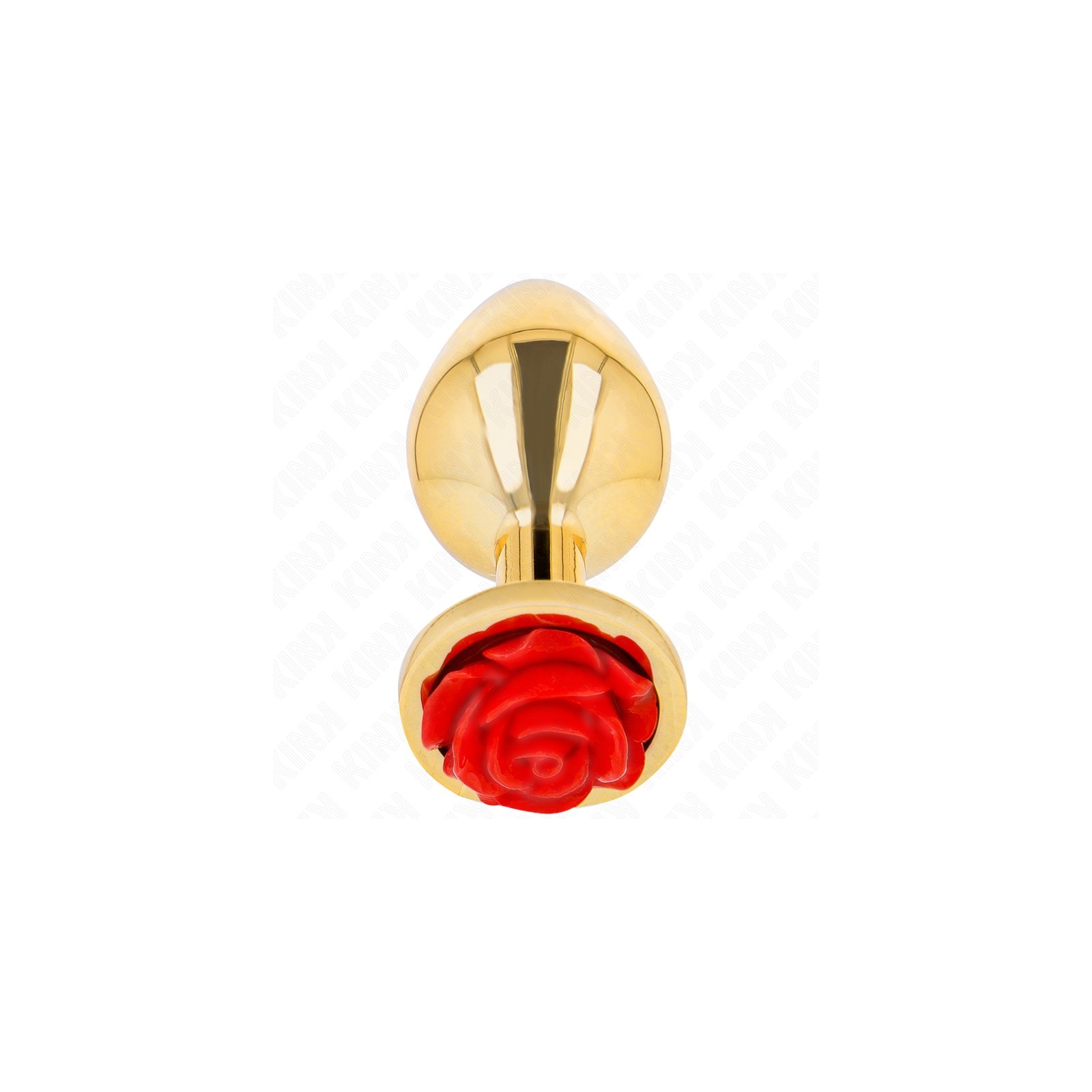 Kink Elegant Gold Anal Plug with Red Rose