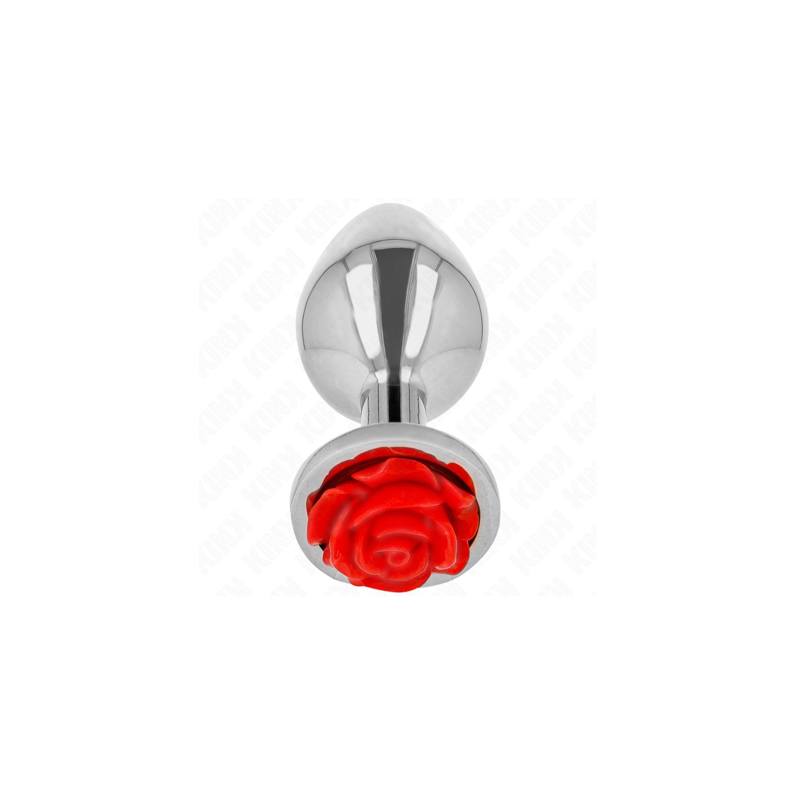 Kink - Metal Anal Plug with Red Rose Decoration S