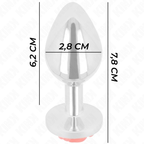 Kink - Metal Anal Plug with Red Rose Decoration S