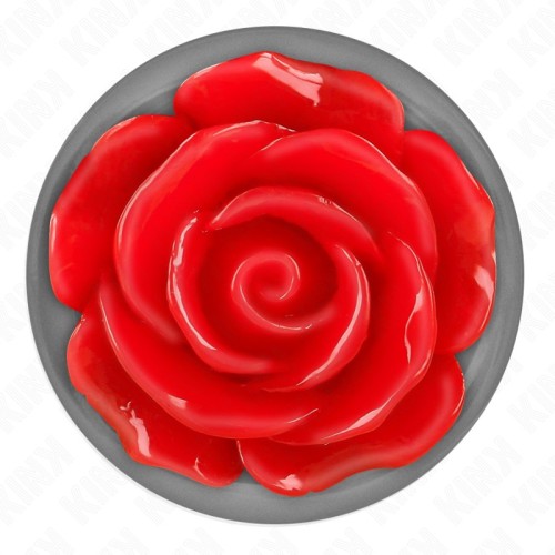 Kink - Metal Anal Plug with Red Rose Decoration S