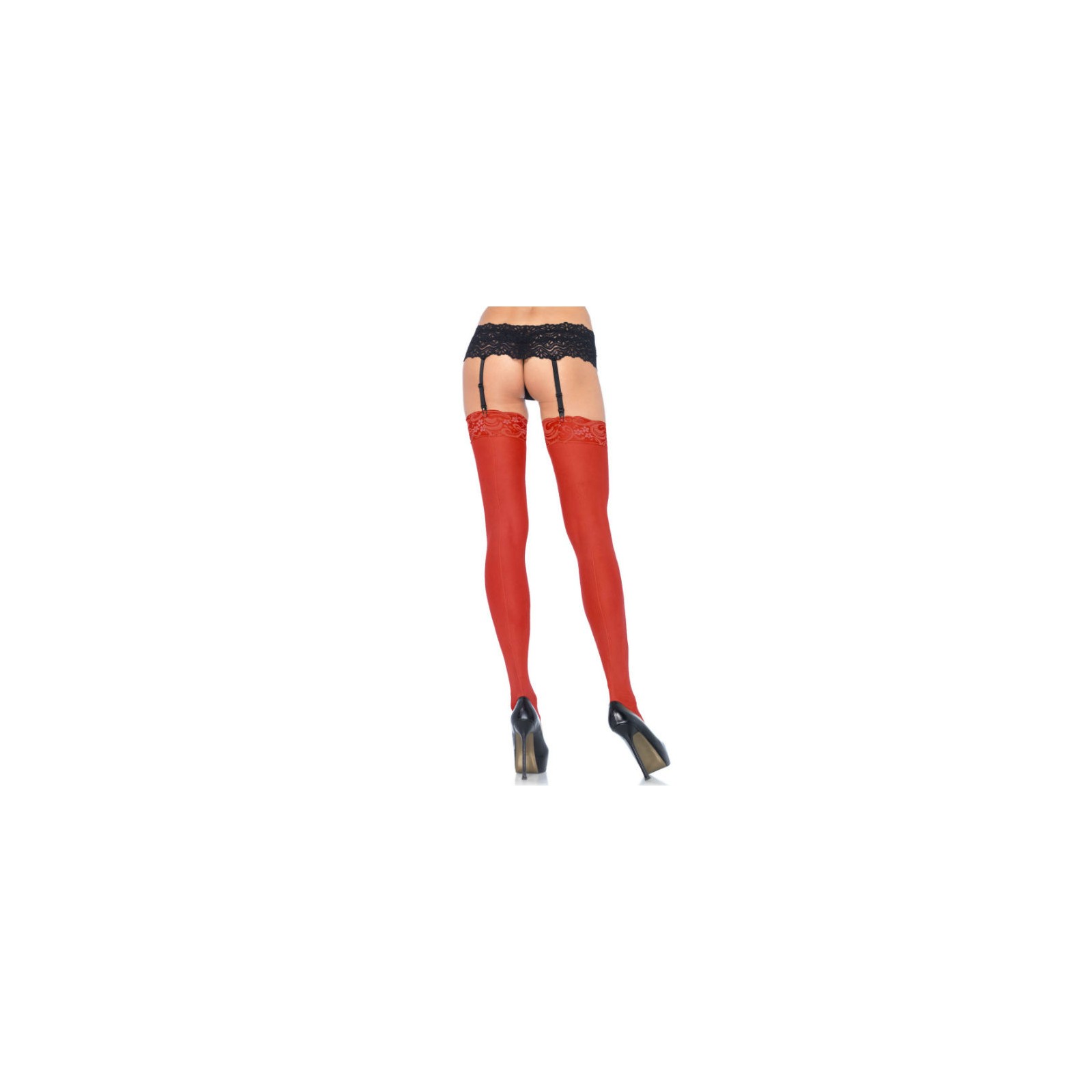 Leg Avenue Rear Seam Lace Stockings - Red Seduction