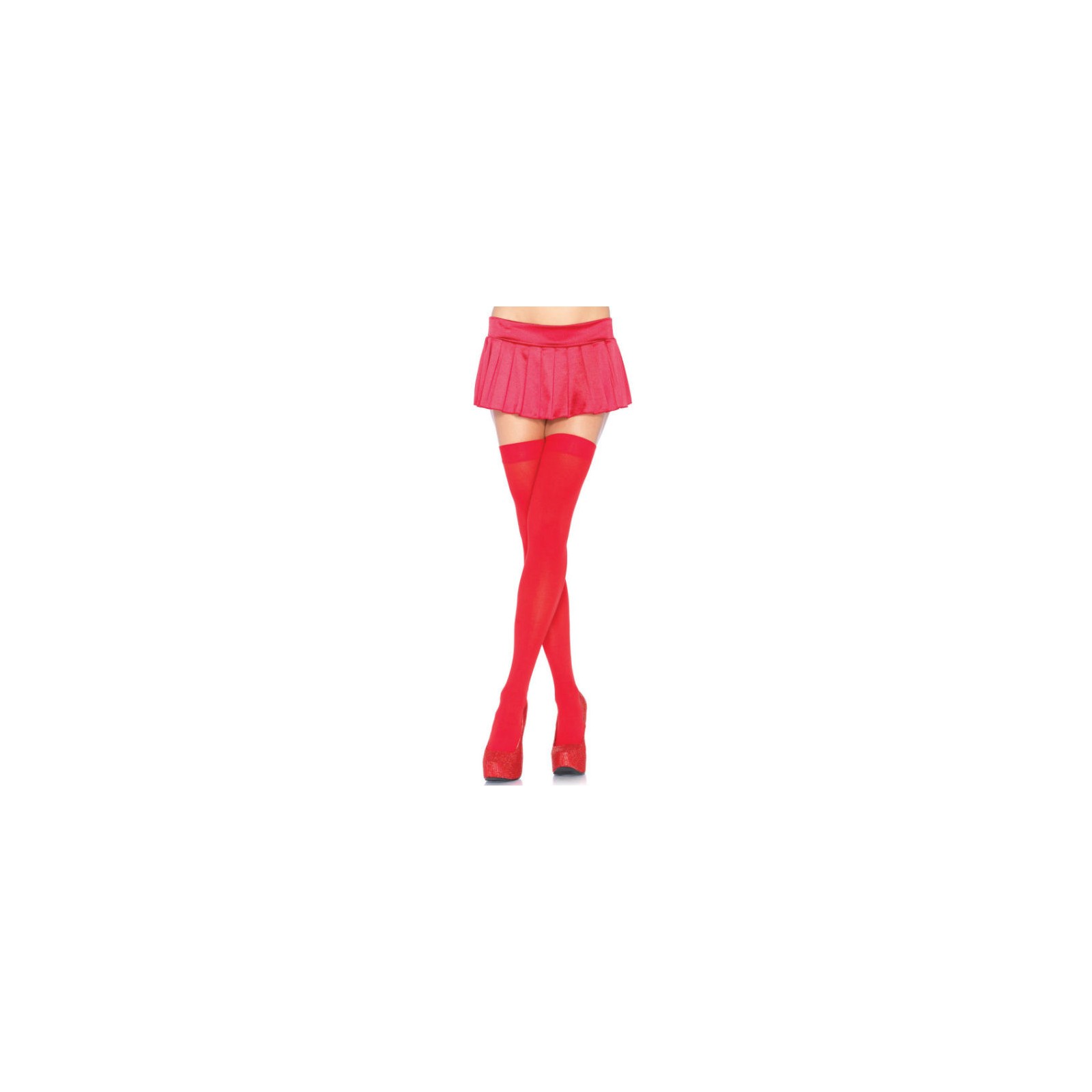 Leg Avenue Red Opaque Thigh Highs - Elegant Fashion