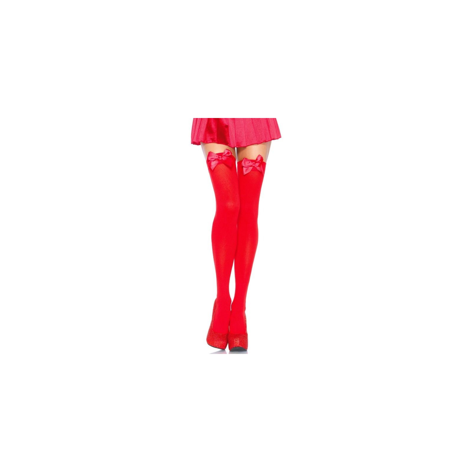 Medias Rojas con Lazo Rojo - Talla Única de Leg Avenue