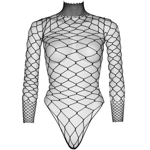 Leg Avenue Long Sleeve Fishnet Teddy Black