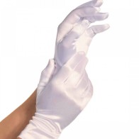 Leg Avenue Short Satin Gloves White