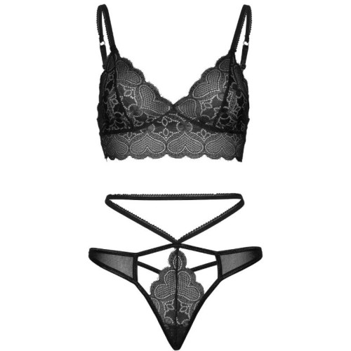 Leg Avenue Lace Bralette and G-string Set Black M/L