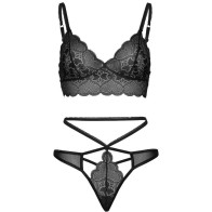 Leg Avenue Lace Bralette and G-string Set Black M/L