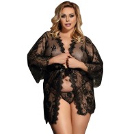 Sublime Lace Robe Plus Size - Elegant Nightwear