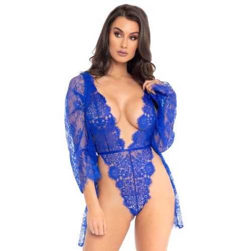 Leg Avenue Set with Teddy and Robe Blue M