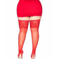 Leg Avenue Red Lace Thigh-Highs Plus Size - Seductive Stockings