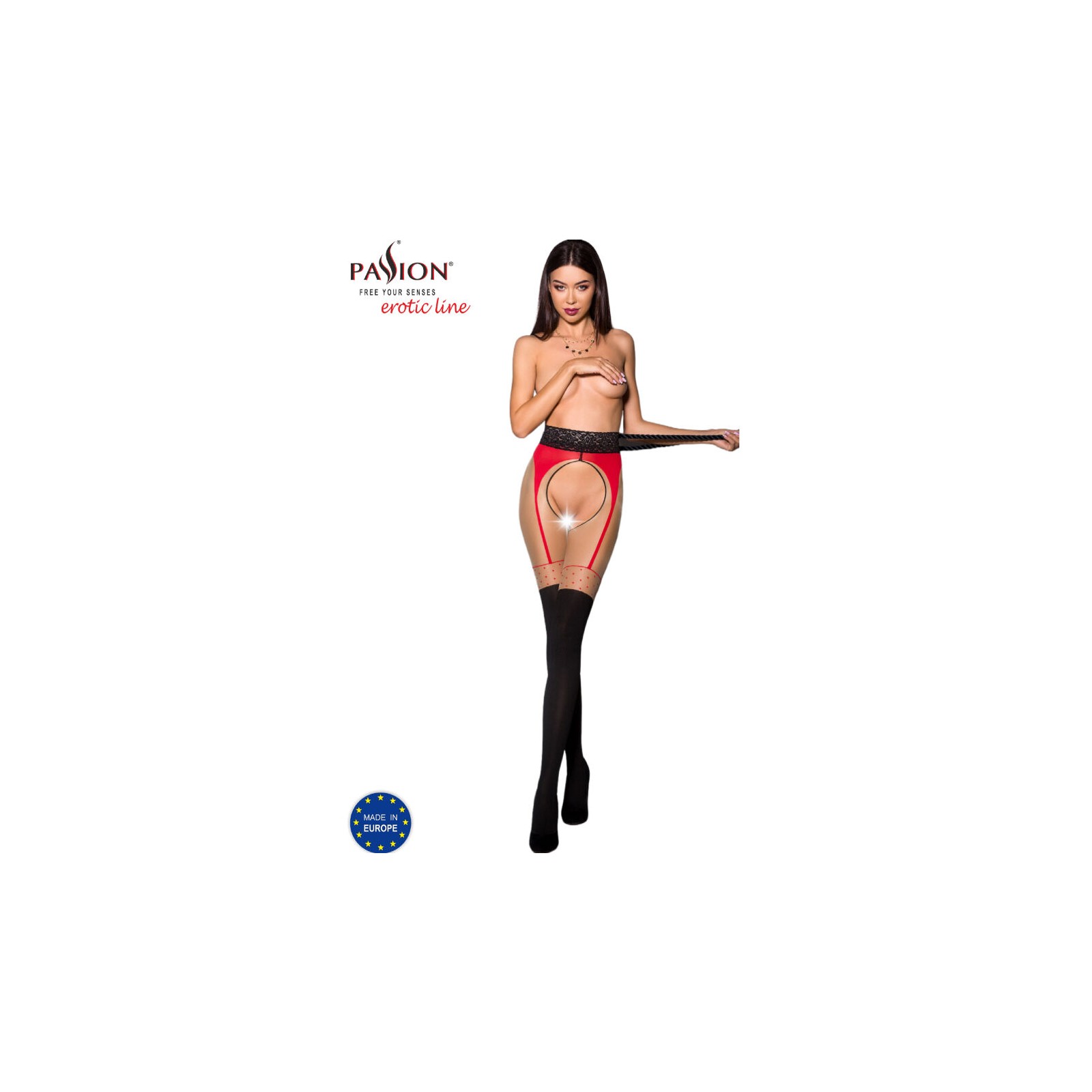 Passion Tiopen 003 Red 3/4 Stockings