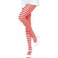 Leg Avenue Striped Tights White/Red