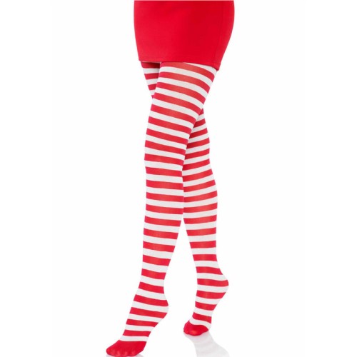 Leg Avenue Striped Tights White/Red