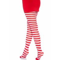 Leg Avenue Striped Tights White/Red