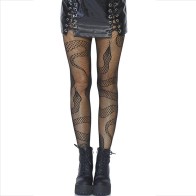 Leg Avenue Snake Print Fishnet Tights Black