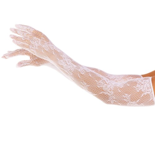 Leg Avenue White Floral Lace Opera Gloves