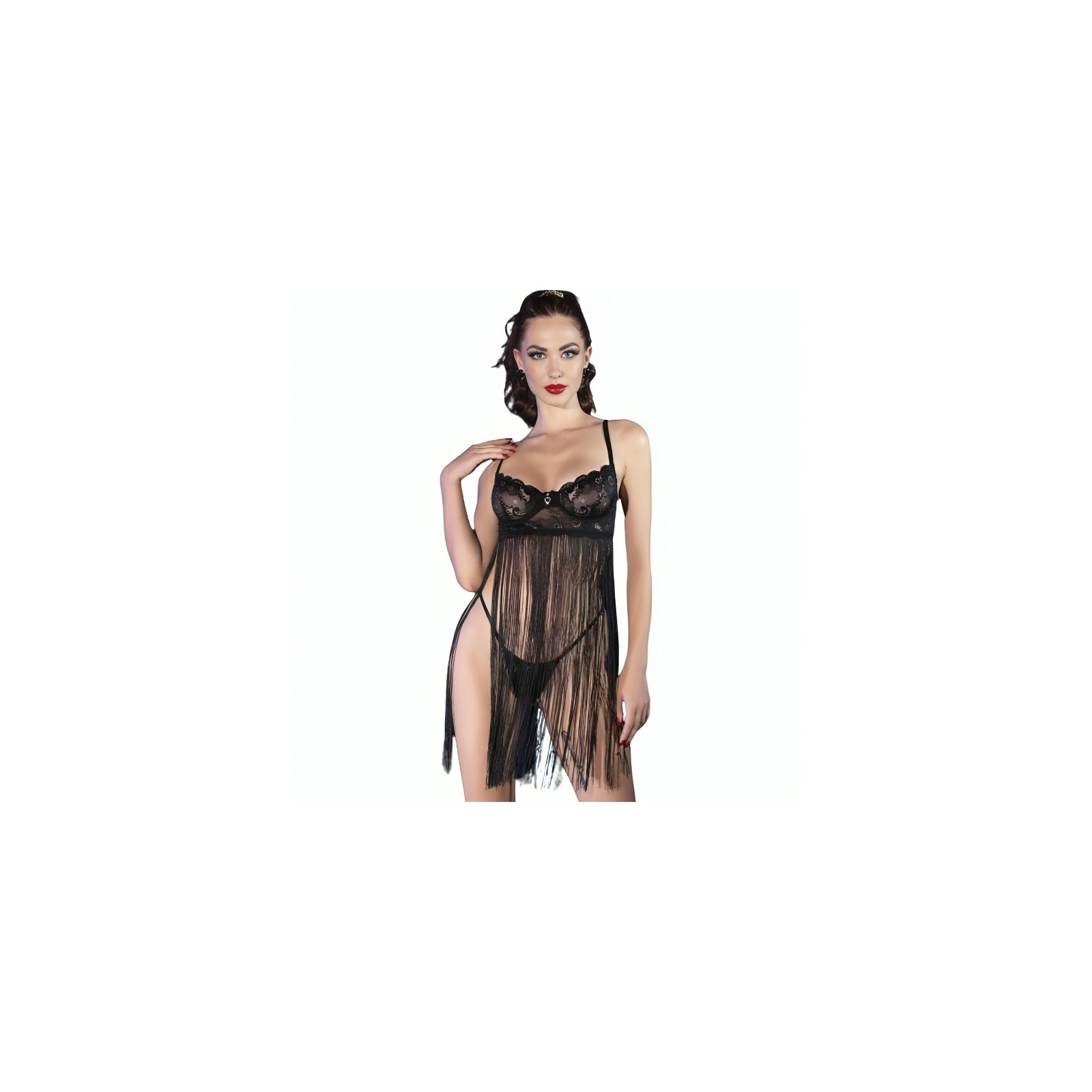 Babydoll Negro CR 4496 de Chilirose para noches elegantes