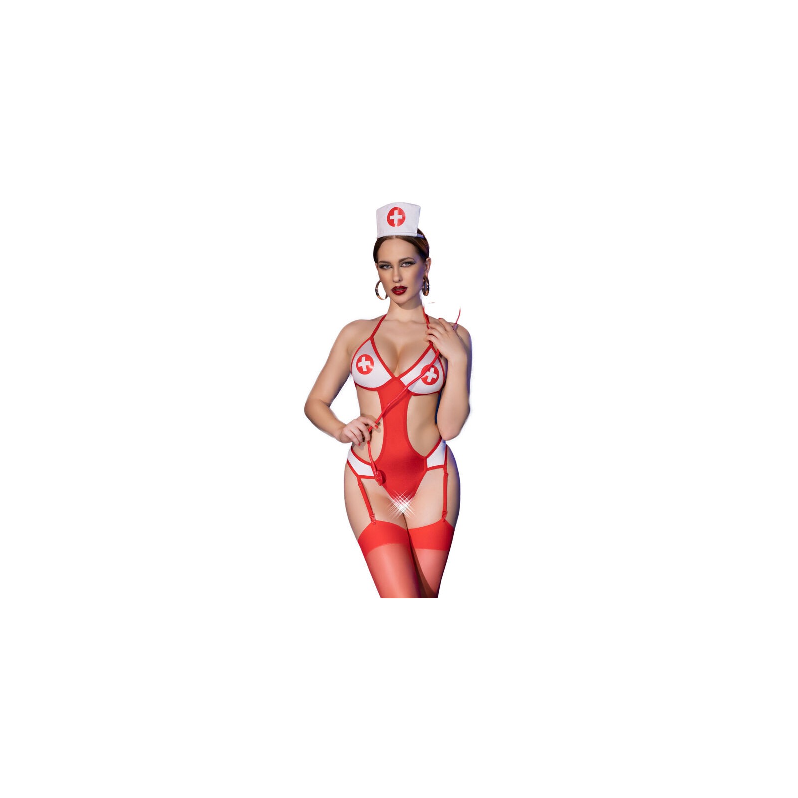 Chilirose CR 4631 Nurse Crotchless Bodysuit S/M - Seductive Nurse Costume