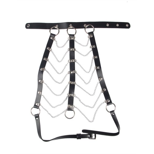 Subblime Leather Chain Chest Harness - Black One Size