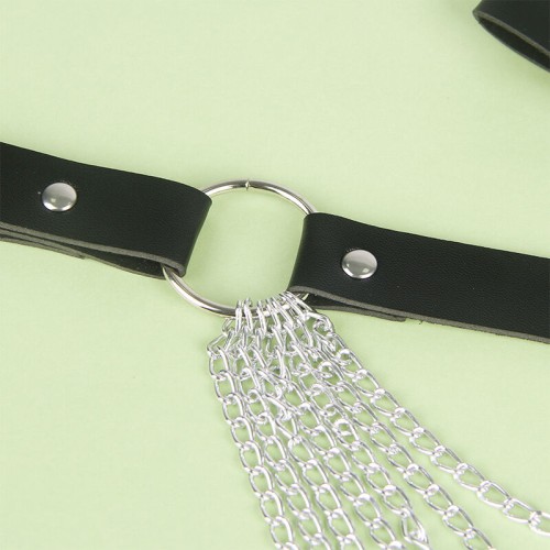 Subblime Black Leather Chain Belt One Size