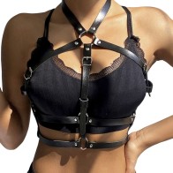 Sublime Black Ringed Leather Chest Harness One Size - Ultimate Sensuality