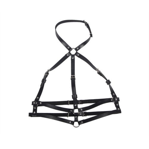 Sublime Black Ringed Leather Chest Harness One Size - Ultimate Sensuality