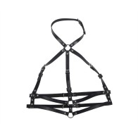 Sublime Black Ringed Leather Chest Harness One Size - Ultimate Sensuality